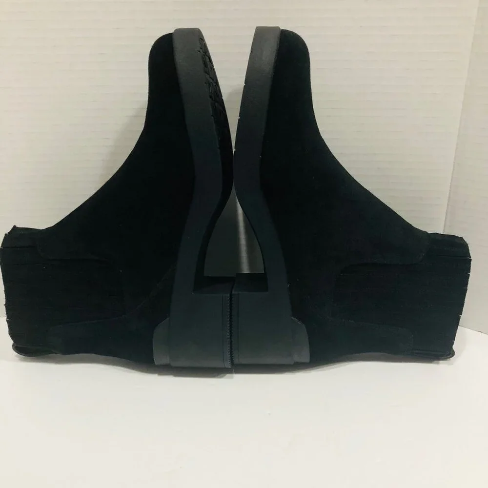 Abeo Womens 10M Black Suede Ankle‎ Boot Booties Goth Grunge Witchy Minimalist